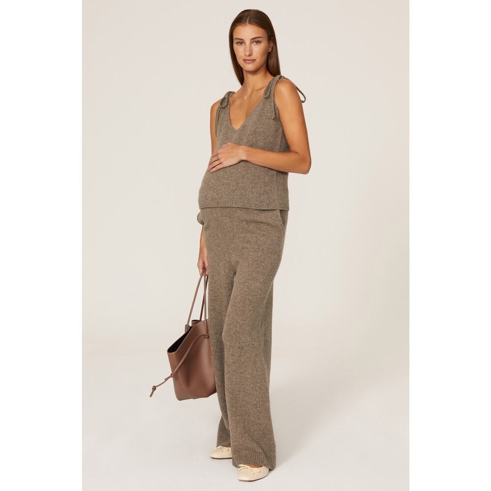Emilia George Sz XL Brown Wool Sera Maternity Sweater Cami Tank Top Tie strap